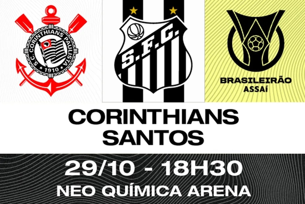 Brasileirão 23 – Corinthians tenta vencer a segunda consecutiva contra o Santos. Acompanhe aqui pela Rádio e Tv Web PortalNews